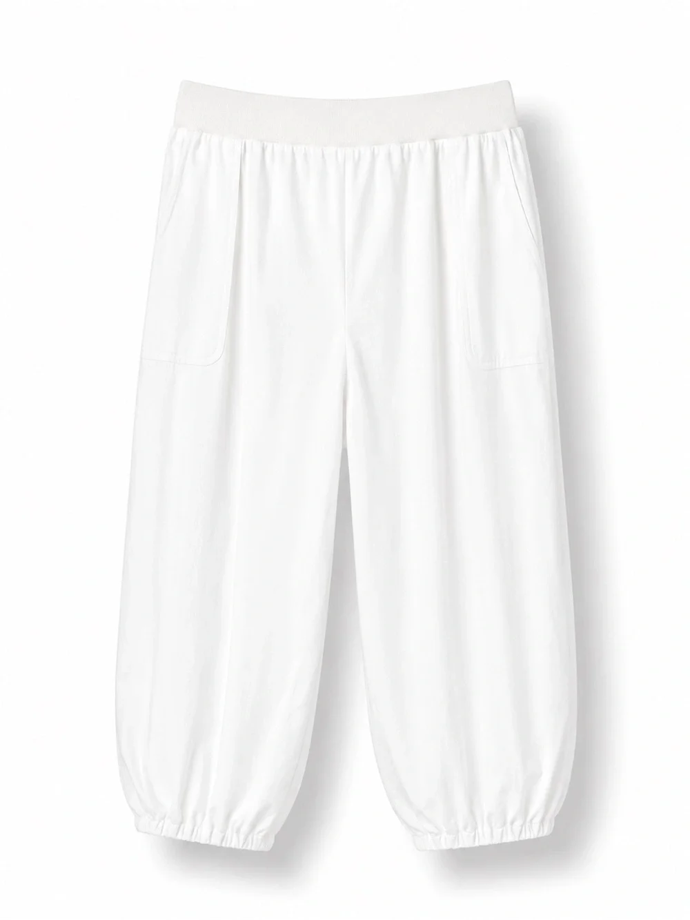 Eileen Fisher Woman White Organic Linen Blend Lantern Crop Drawstring Pants 2X - Picture 3 of 3